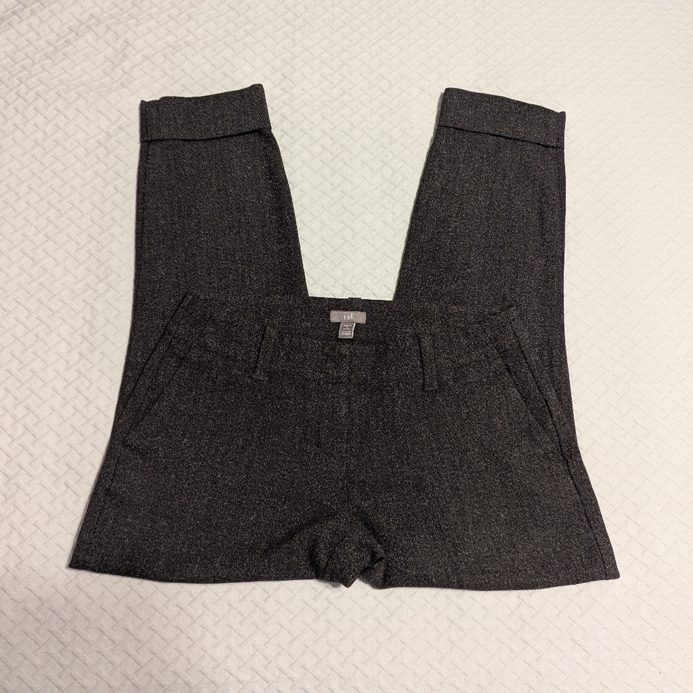 J. Jill Womens Cropped Ankle Pants Black Grey 2P Petite Career Dress Office Wear